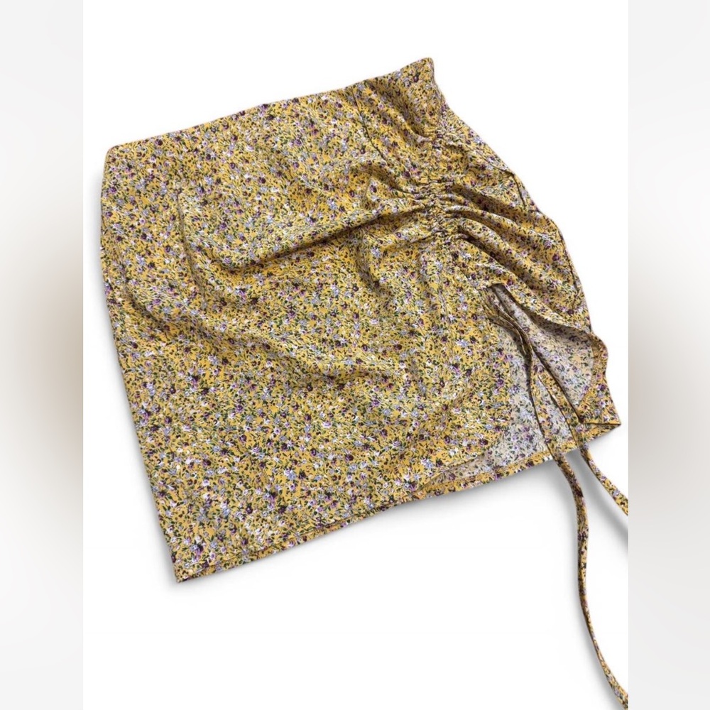 Yellow Floral Print Skirt